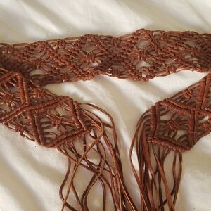 Handmade Brown Woven Leather Belt